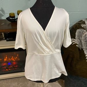 Anne Taylor off white fitted blouse